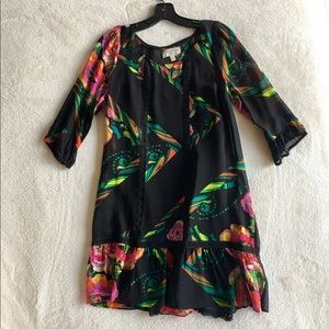 MOULINETTE SOEURS Black Floral Babydoll Dress